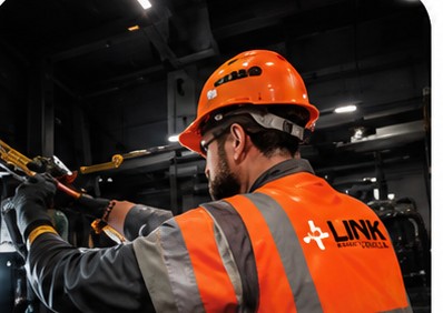 Link Electrical technician performing maintenance on site