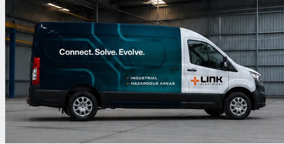 Link Electrical branded service van parked in an industrial warehouse