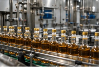 Bottling line in a food processing facility