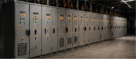 Bottling line inside a food processing facility