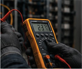 Multimeter testing electrical current